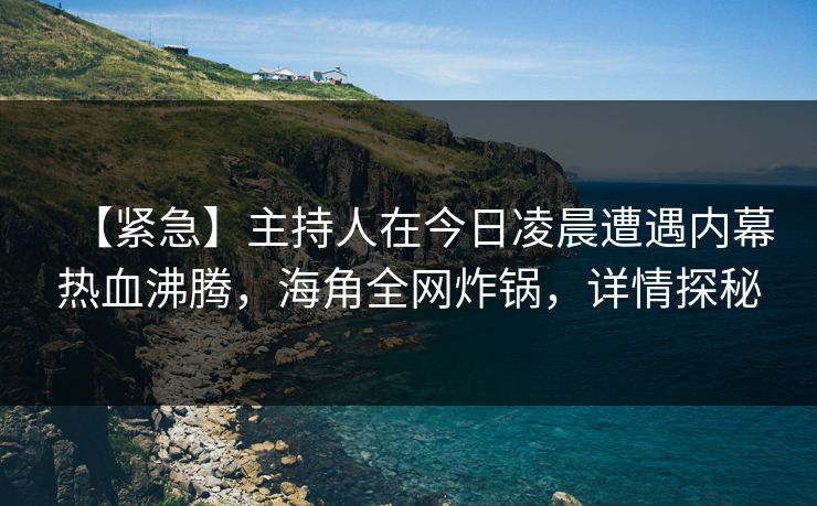 【紧急】主持人在今日凌晨遭遇内幕热血沸腾，海角全网炸锅，详情探秘