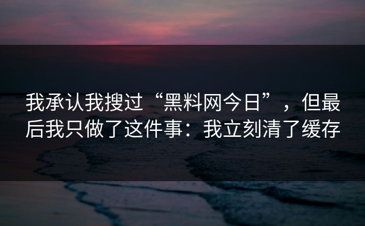 我承认我搜过“黑料网今日”，但最后我只做了这件事：我立刻清了缓存