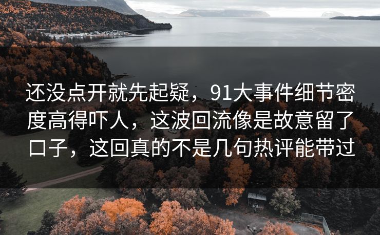 还没点开就先起疑，91大事件细节密度高得吓人，这波回流像是故意留了口子，这回真的不是几句热评能带过